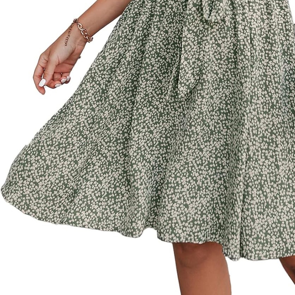 Women's Fall Sleeveless Flowy Dress Casual Mock Neck Elastic‎ Waist M - Picture 2 of 2